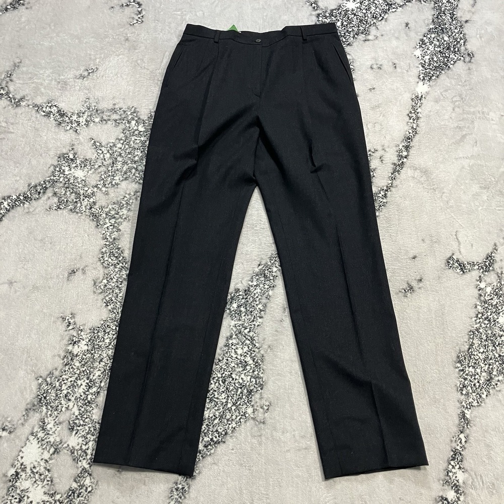 Mondi Wool Dress Pants Women 44/12 Charcoal Tailored Career Trousers Pleated